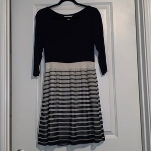 Charming Charlie navy blue and white striped dress